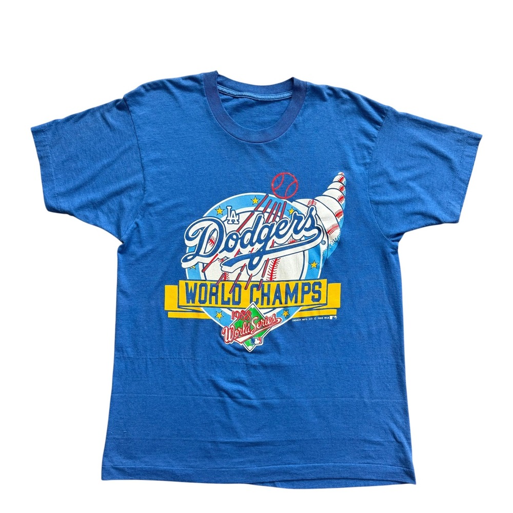 Vintage 1988 LA Dodgers World Series‎ Champions T-Shirt Blue Single Stitch M